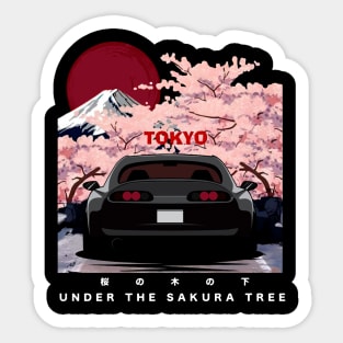 Toyota Supra MK4 A80 under Sakura tree JDM Car Sticker